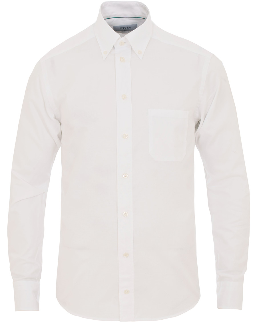 Heren | Overhemden | Eton | Slim Fit Shirt Green Ribbon Oxford White