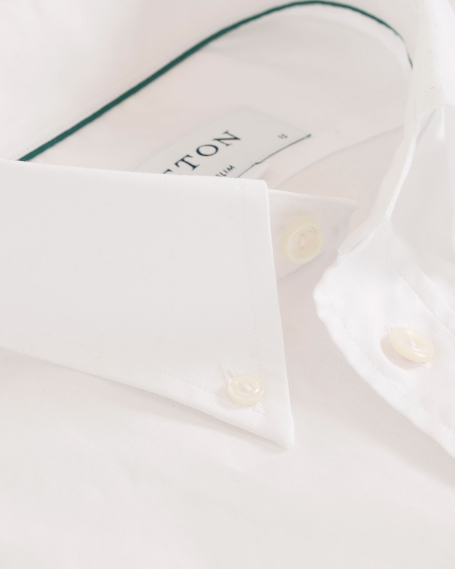 Heren | Overhemden | Eton | Slim Fit Shirt Green Ribbon Oxford White