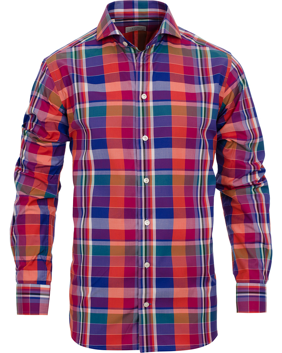 Homme | Chemises | Eton | Slim Fit Shirt Red Ribbon Big Check Multi