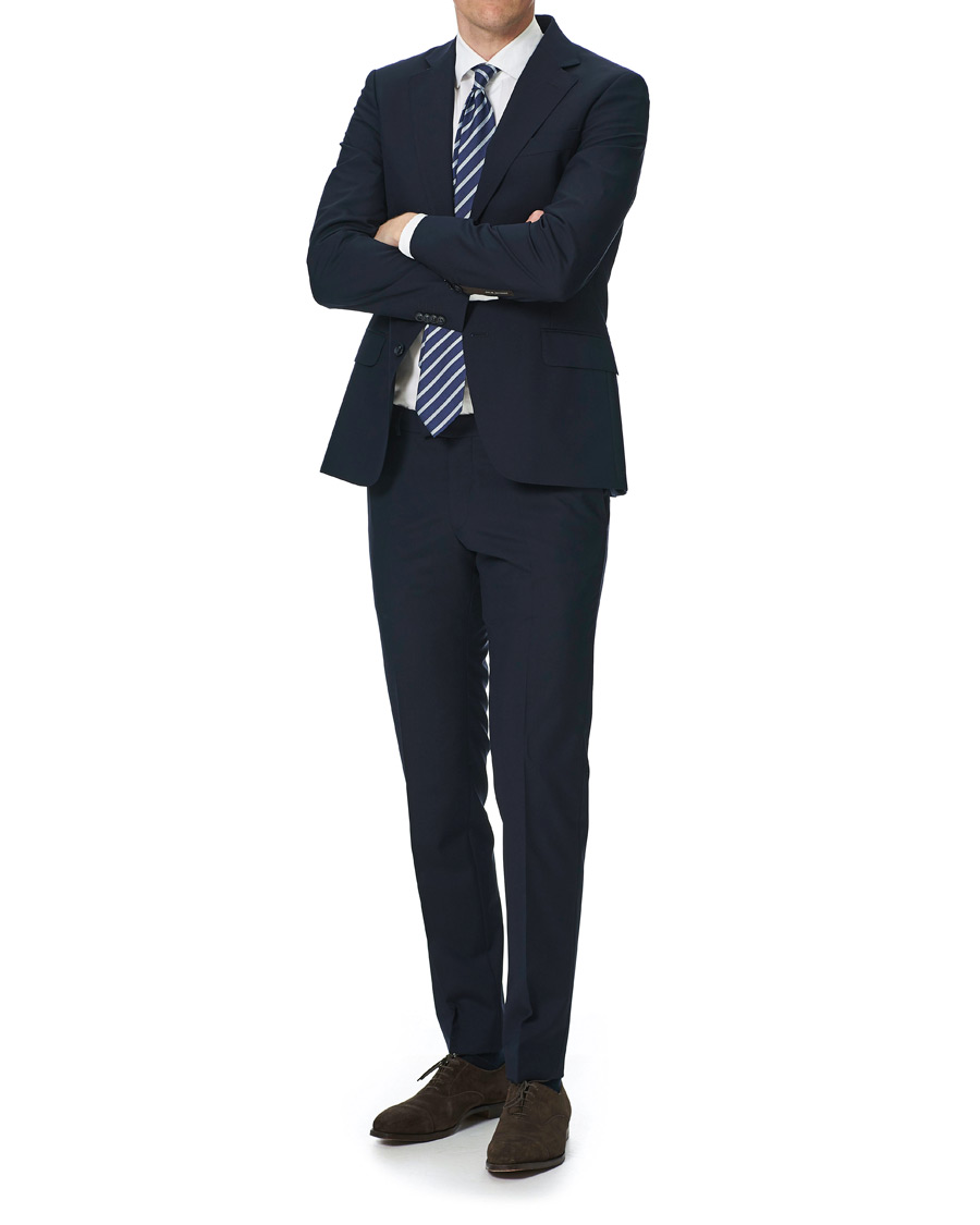 Homme | Pantalons | Oscar Jacobson | Damien Trousers Super 120's Wool Navy 152