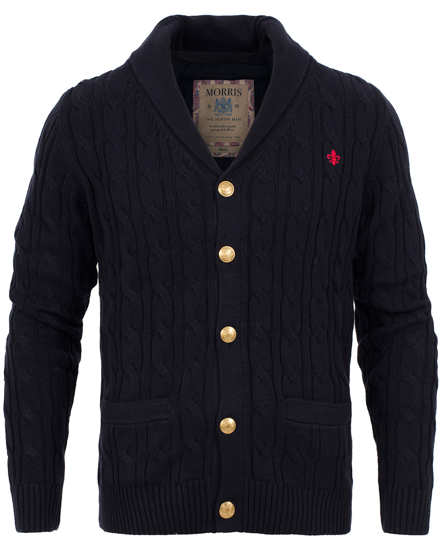 Homme | Pulls Et Tricots | Morris | Dorset Cable Cardigan Old Blue