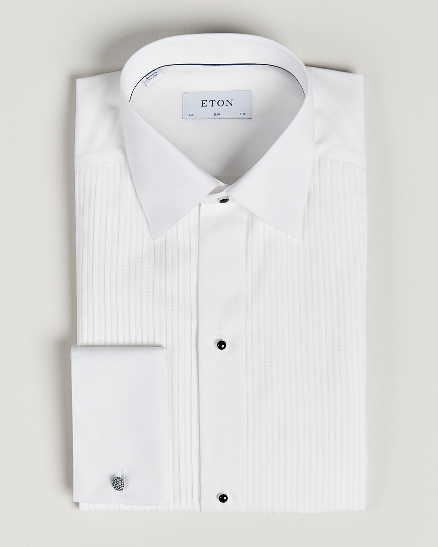 Homme | Chemises | Eton | Slim Fit Tuxedo Shirt Black Ribbon White