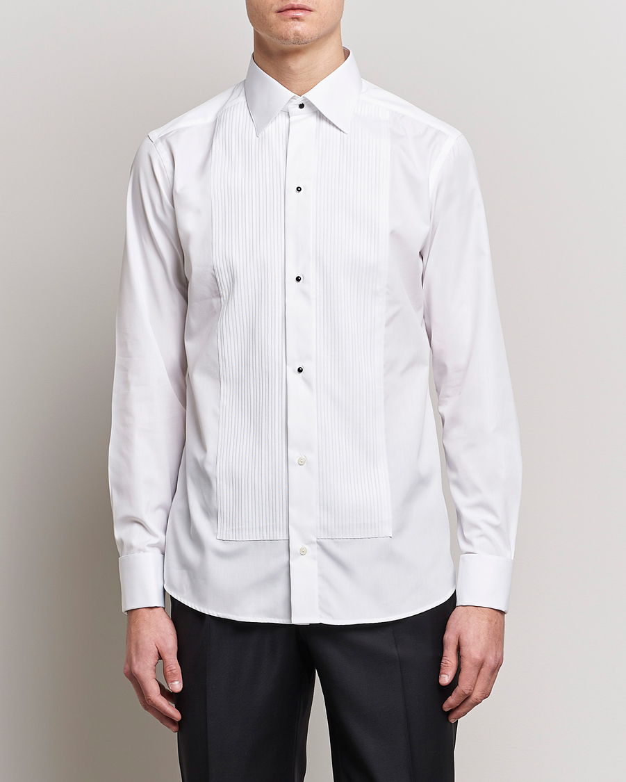 Homme | Chemises | Eton | Slim Fit Tuxedo Shirt Black Ribbon White