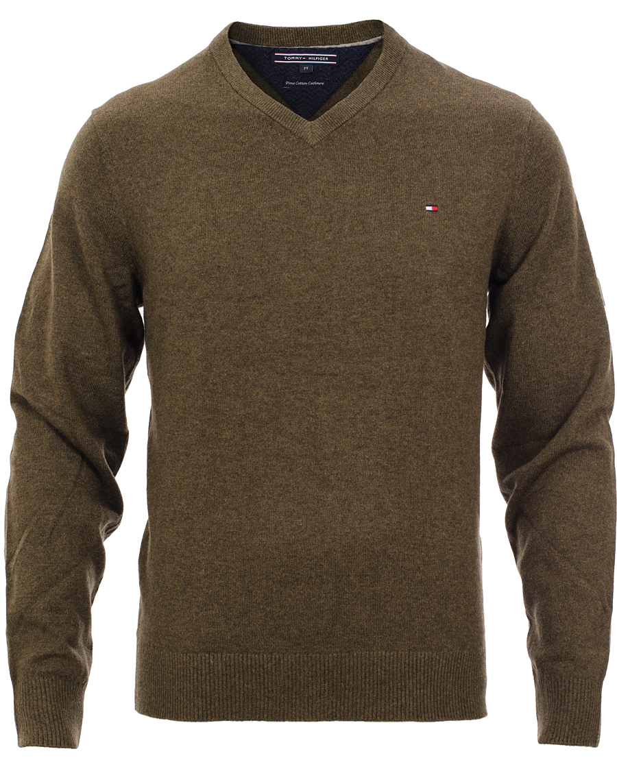Heren | Truien | Tommy Hilfiger | Pima Cotton Cashmere V-neck Pullover Beech Green