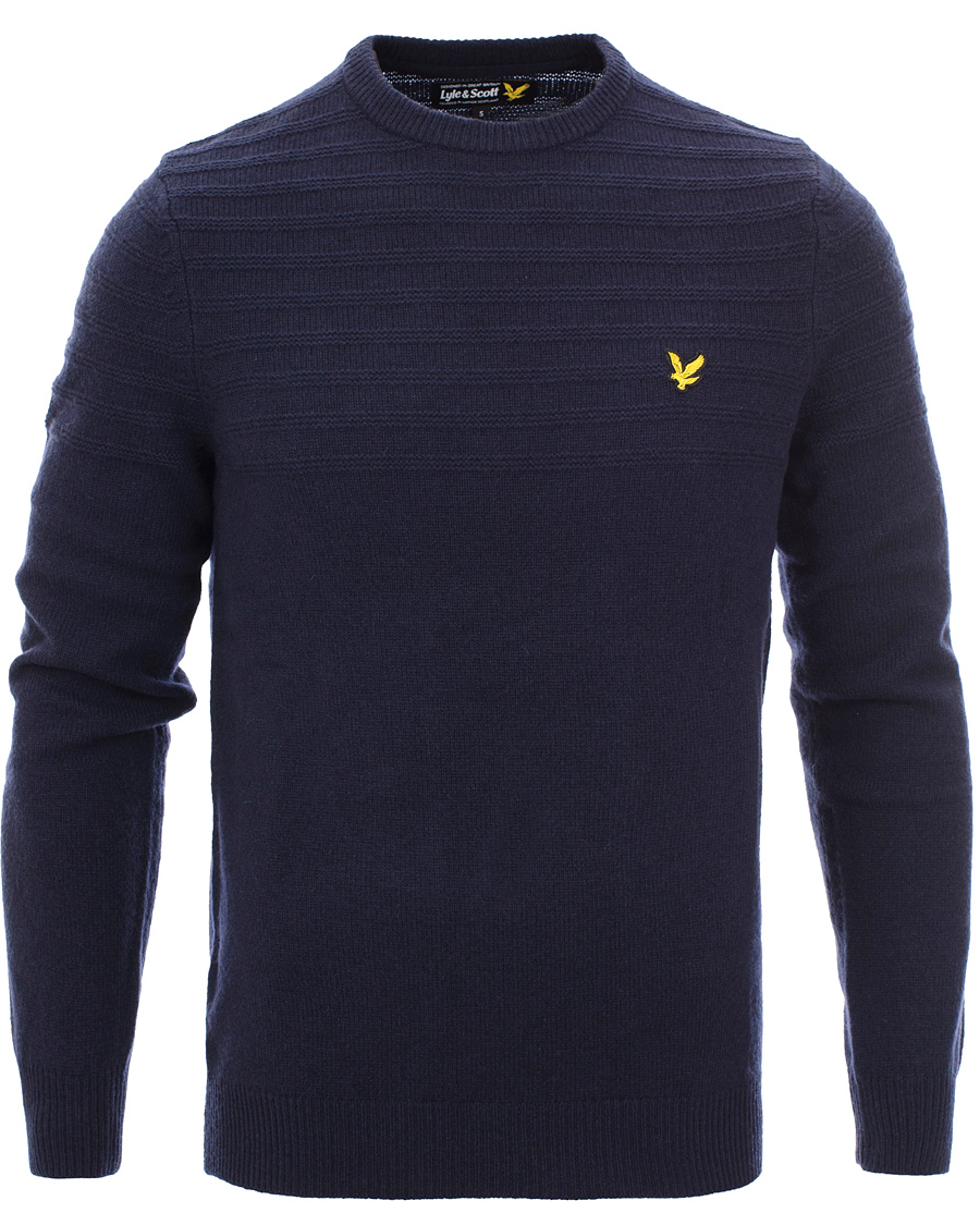 Homme | Pulls Et Tricots | Lyle & Scott | Crew Neck Garter Stitch Interest Pullover New Navy