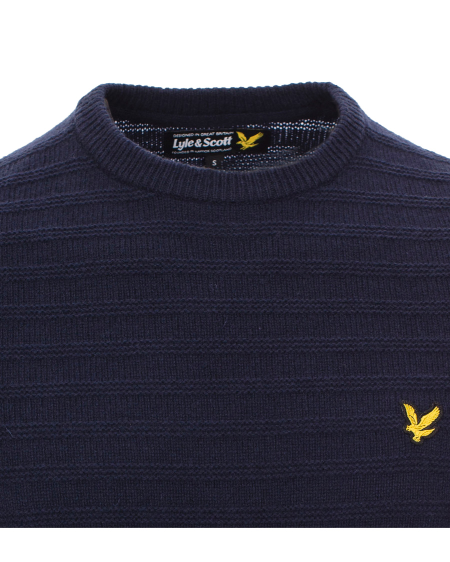 Homme | Pulls Et Tricots | Lyle & Scott | Crew Neck Garter Stitch Interest Pullover New Navy