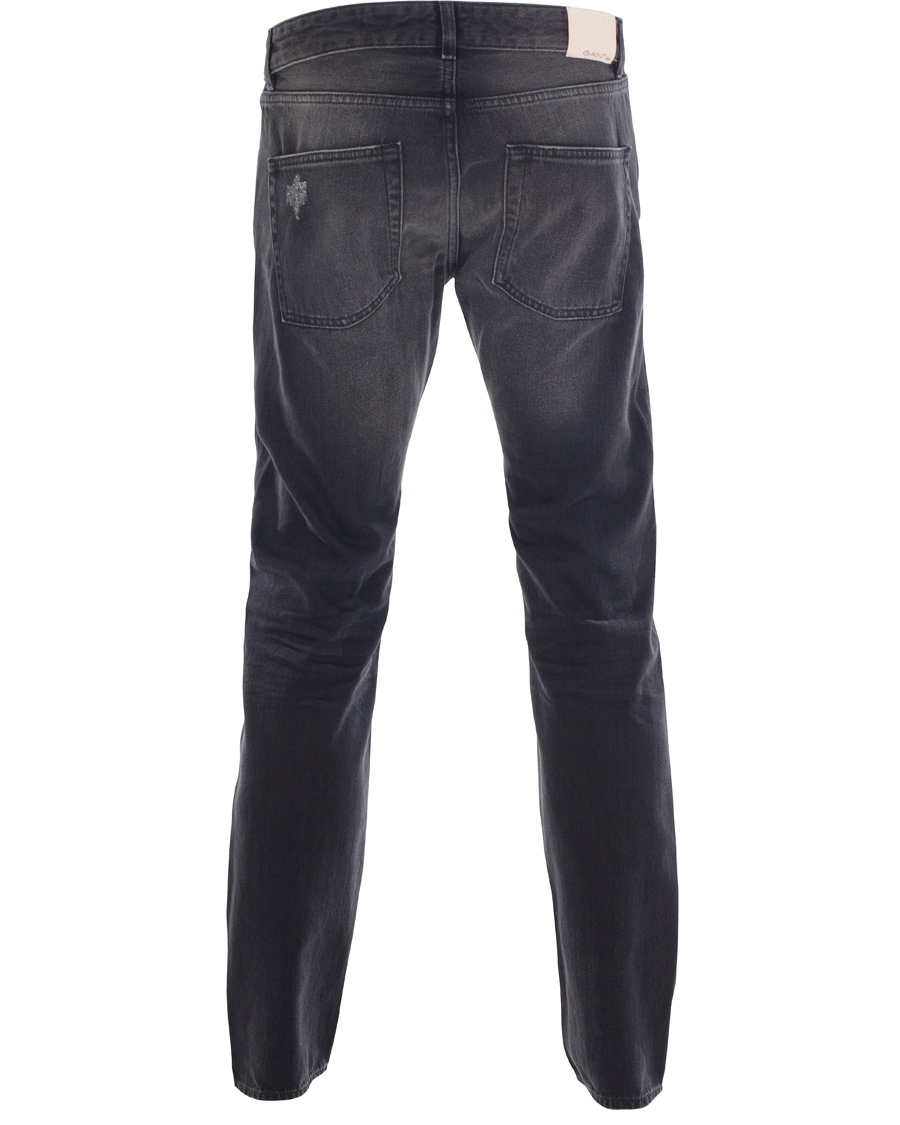 Heren | Jeans | GANT Rugger | Stick Boy Burned Selvedge Jeans Black Worn In