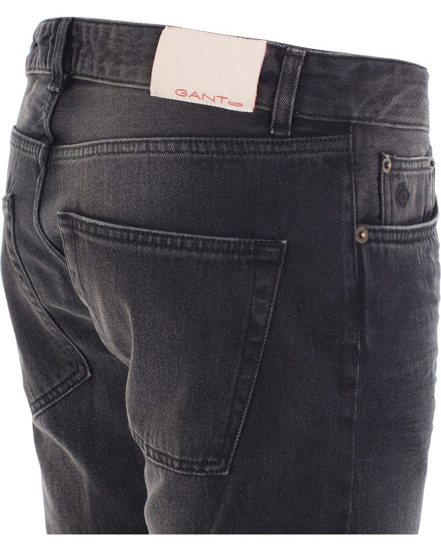 Heren | Jeans | GANT Rugger | Stick Boy Burned Selvedge Jeans Black Worn In