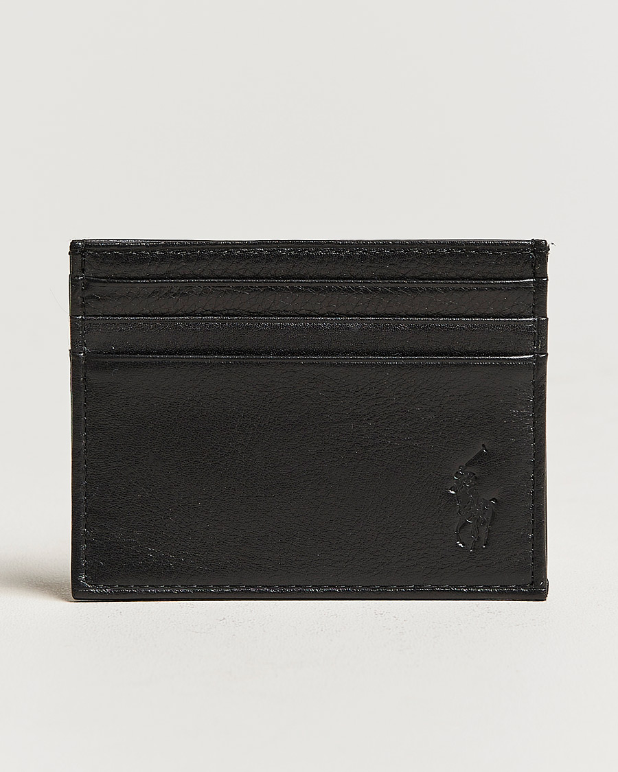 Heren | Polo Ralph Lauren Pebble Leather Slim Card Case Black | Polo Ralph Lauren | Pebble Leather Slim Card Case Black