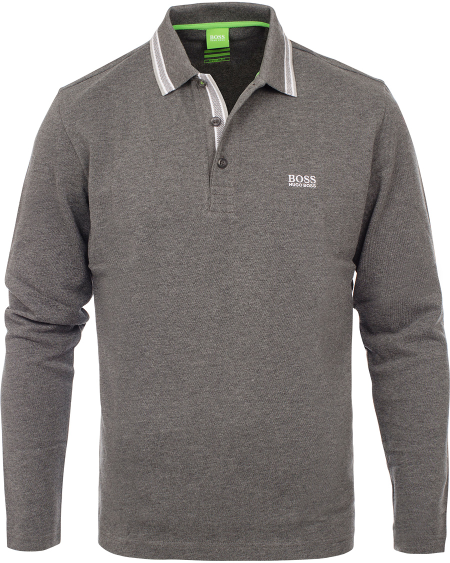 Heren | Truien | BOSS GREEN | BOSS Athleisure Plisy Long Sleeve Piké Medium Grey