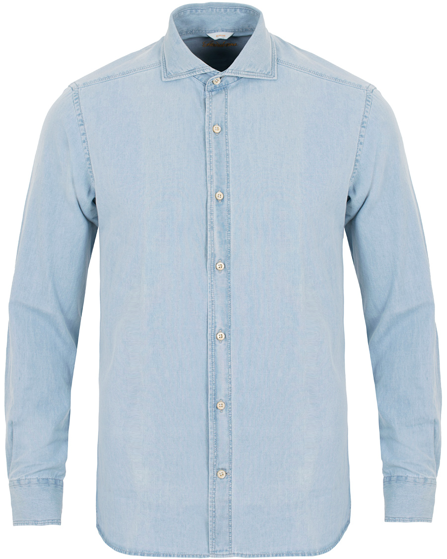 Heren | Overhemden | Stenströms | Slimline Light Denim Shirt Garment Wash