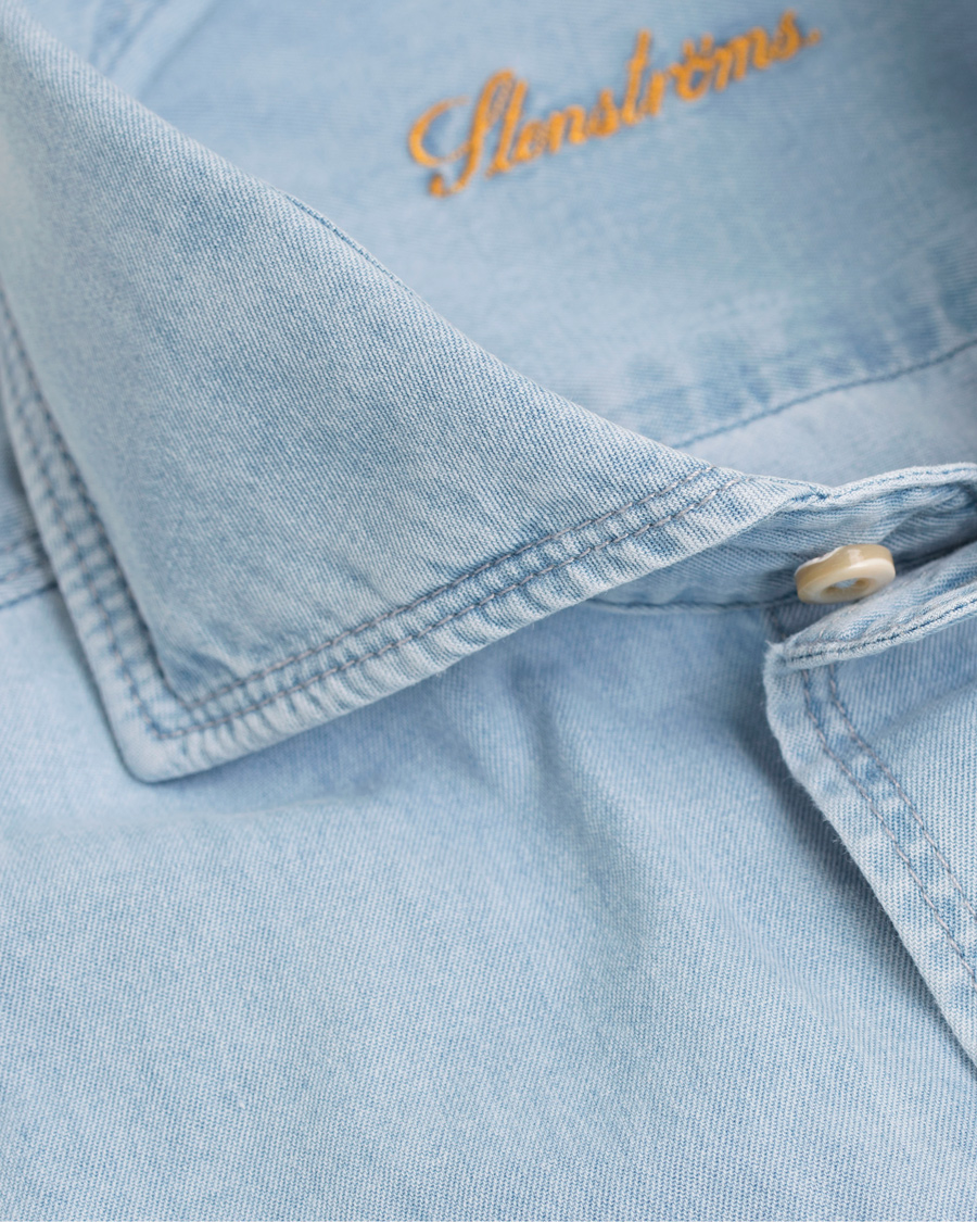 Heren | Overhemden | Stenströms | Slimline Light Denim Shirt Garment Wash