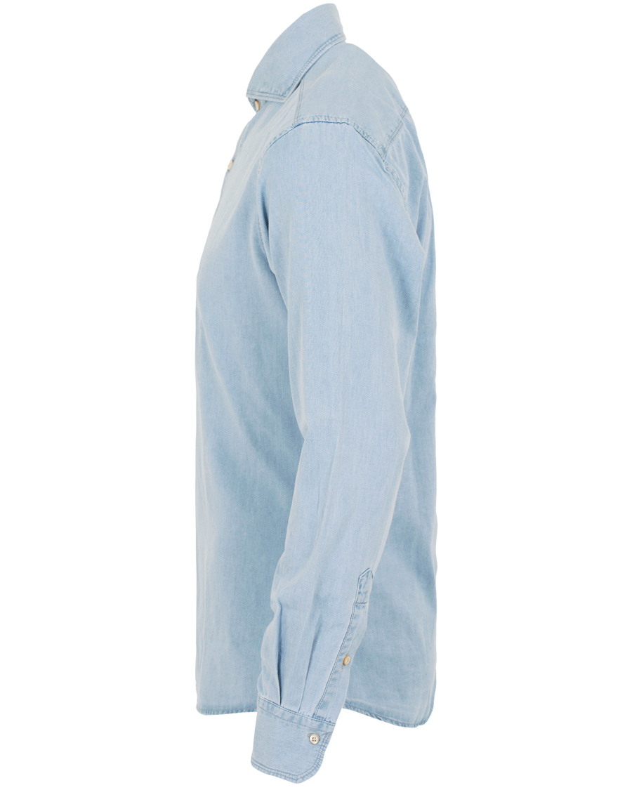 Heren | Overhemden | Stenströms | Slimline Light Denim Shirt Garment Wash