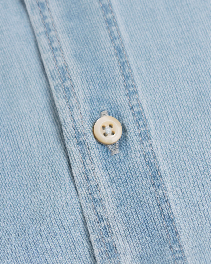 Heren | Overhemden | Stenströms | Slimline Light Denim Shirt Garment Wash