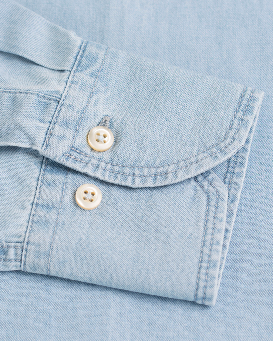 Heren | Overhemden | Stenströms | Slimline Light Denim Shirt Garment Wash