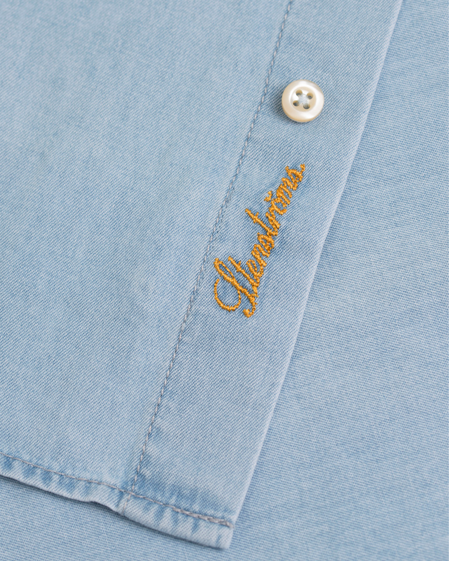 Heren | Overhemden | Stenströms | Slimline Light Denim Shirt Garment Wash