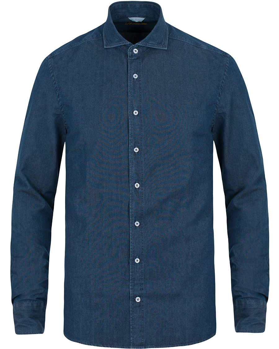 Homme | Chemises | Stenströms | Slimline Dark Denim Shirt Garment Wash