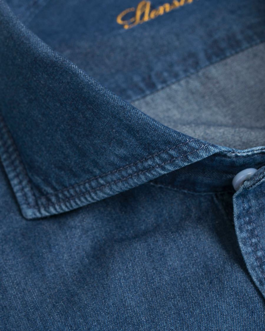 Homme | Chemises | Stenströms | Slimline Dark Denim Shirt Garment Wash