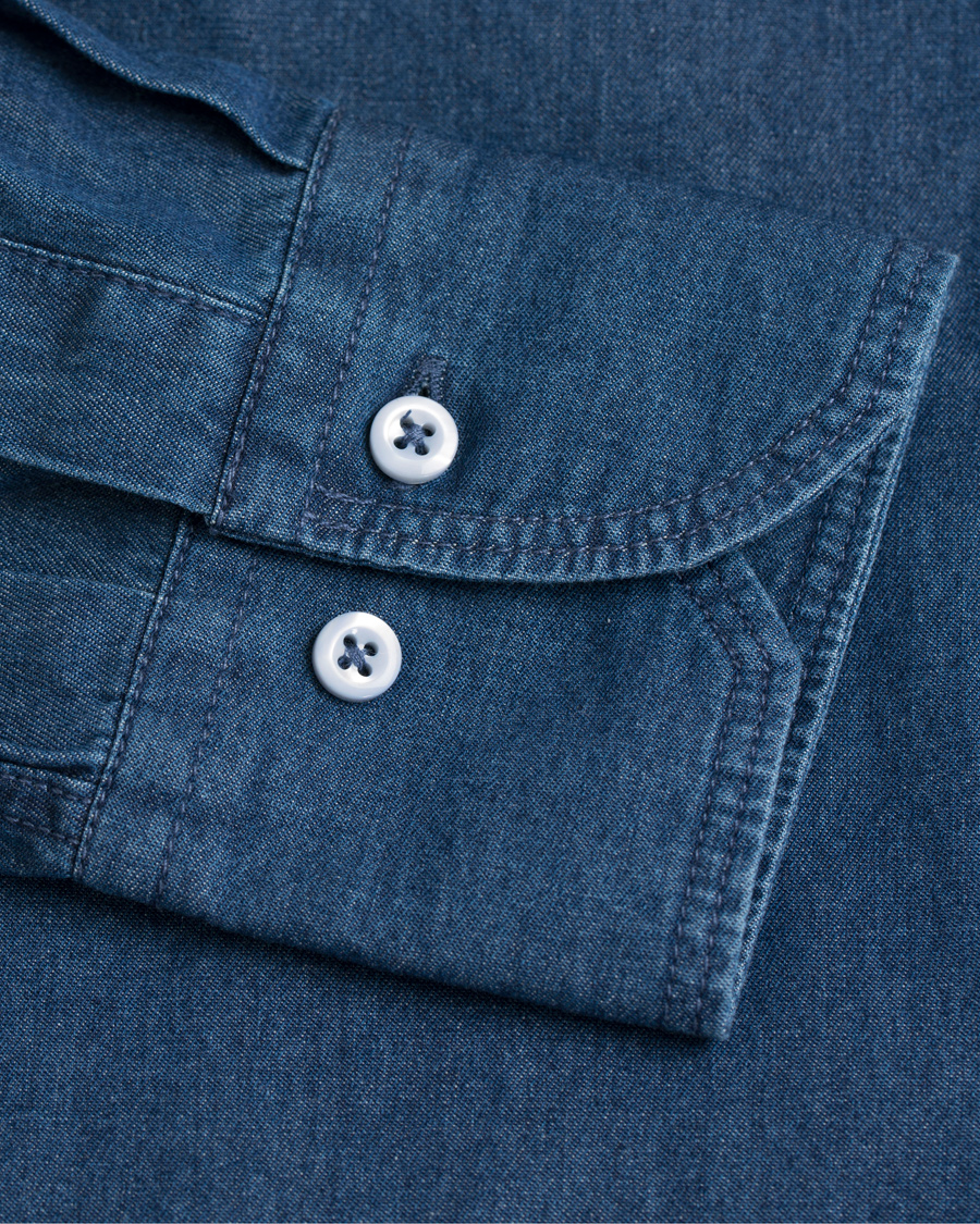 Homme | Chemises | Stenströms | Slimline Dark Denim Shirt Garment Wash