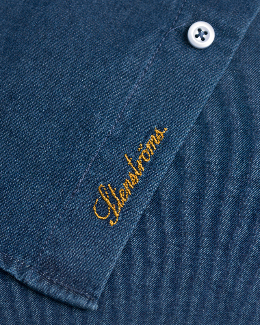 Homme | Chemises | Stenströms | Slimline Dark Denim Shirt Garment Wash