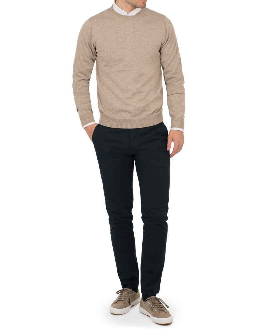 Heren | Truien | Stenströms | Merino Crew Neck Pullover Beige