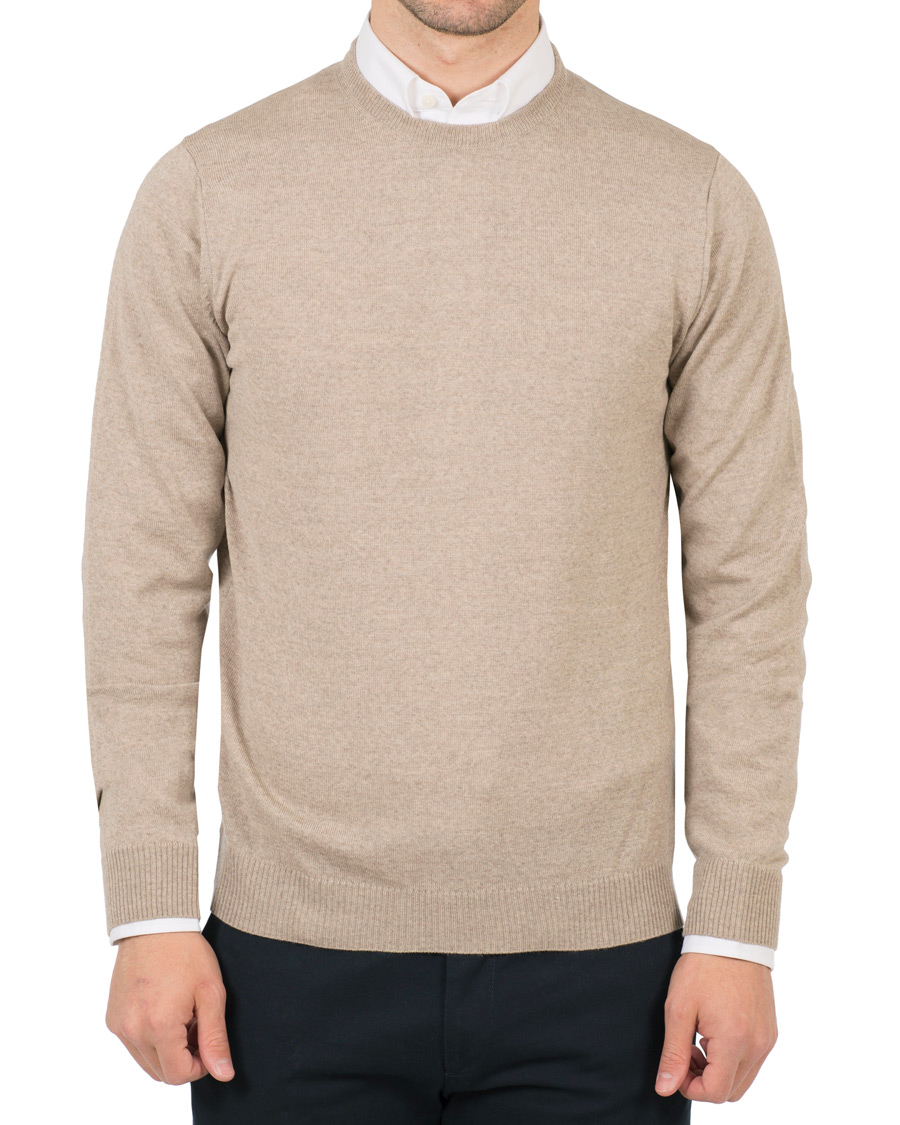 Heren | Truien | Stenströms | Merino Crew Neck Pullover Beige