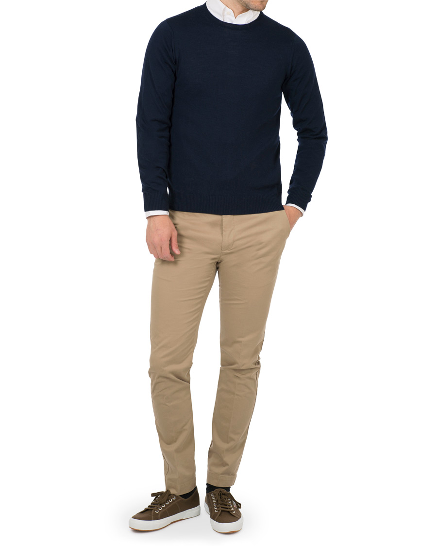 Homme | Pulls Et Tricots | Stenströms | Merino Crew Neck Pullover Navy