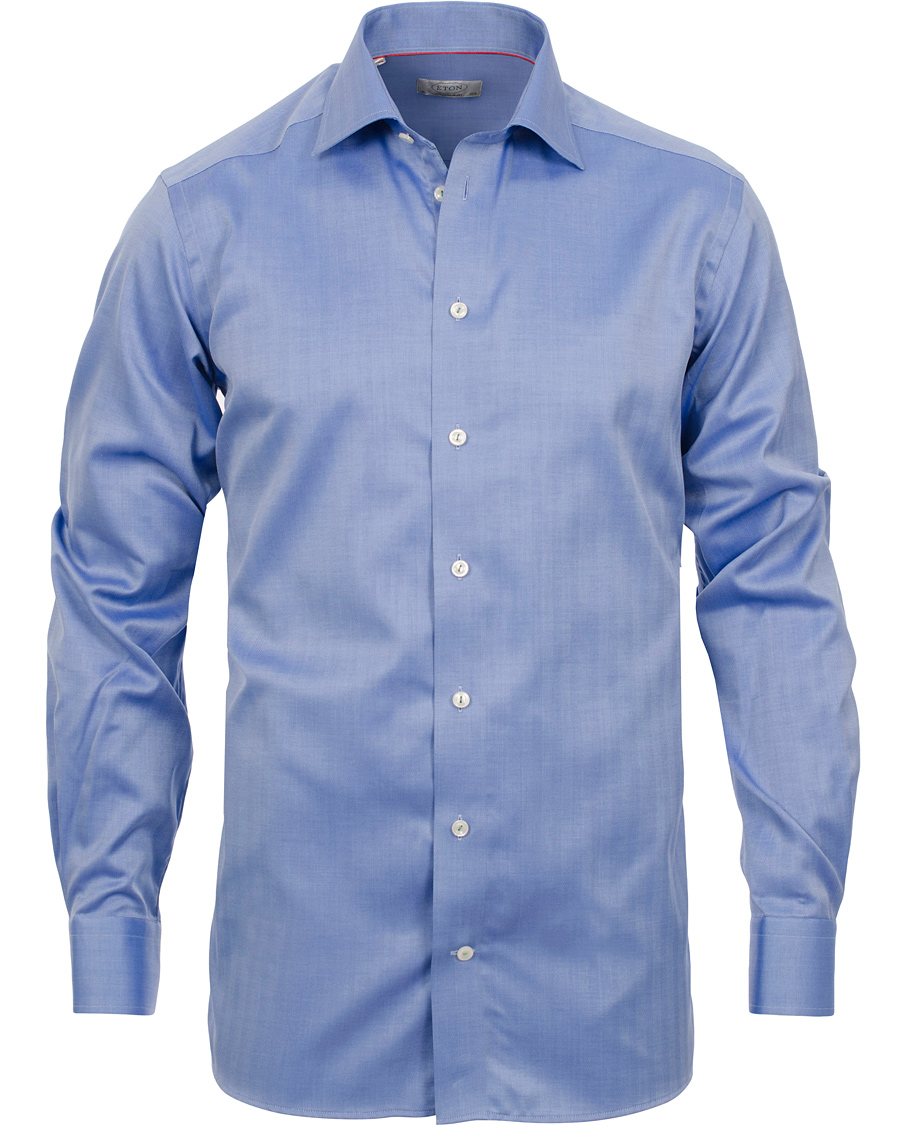 Heren | Overhemden | Eton | Contemporary Fit Shirt Red Ribbon Herringbone Blue