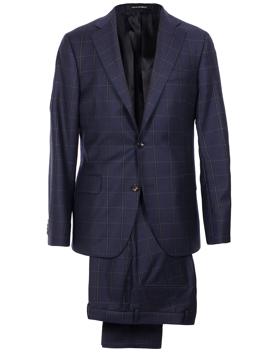 Heren | Pakken | Oscar Jacobson | Edmund Window Pane Suit Navy