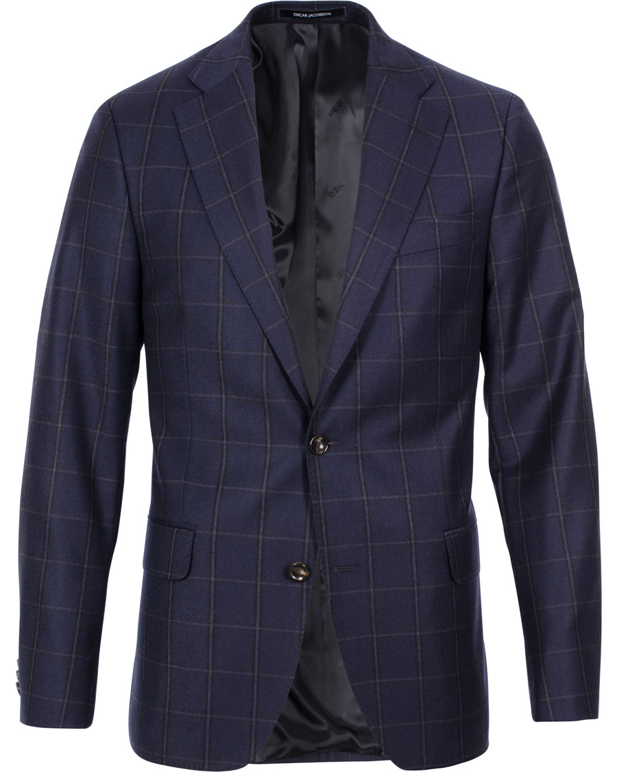 Heren | Pakken | Oscar Jacobson | Edmund Window Pane Suit Navy
