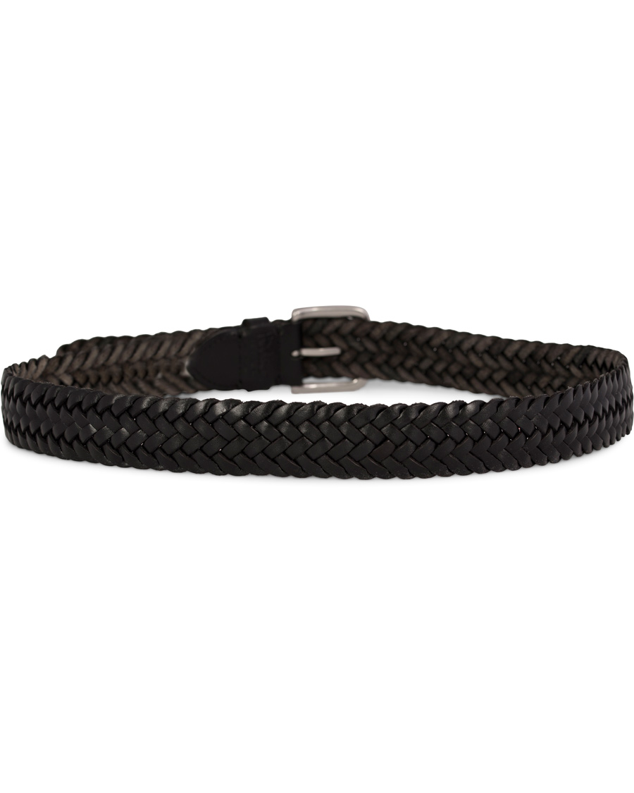 Homme | Oscar Jacobson Braided Leather Belt 3,5 cm Black | Oscar Jacobson | Braided Leather Belt 3,5 cm Black