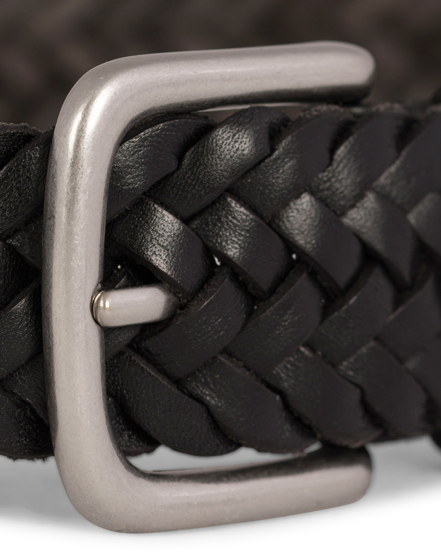 Homme | Oscar Jacobson Braided Leather Belt 3,5 cm Black | Oscar Jacobson | Braided Leather Belt 3,5 cm Black