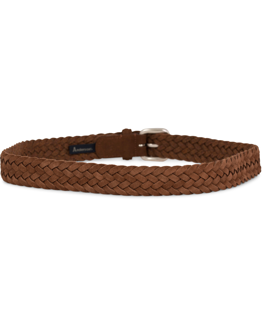 Homme | Anderson's Braided Suede Belt 3 cm Light Brown Silver Buckle | Anderson's | Braided Suede Belt 3 cm Light Brown Silver Buckle