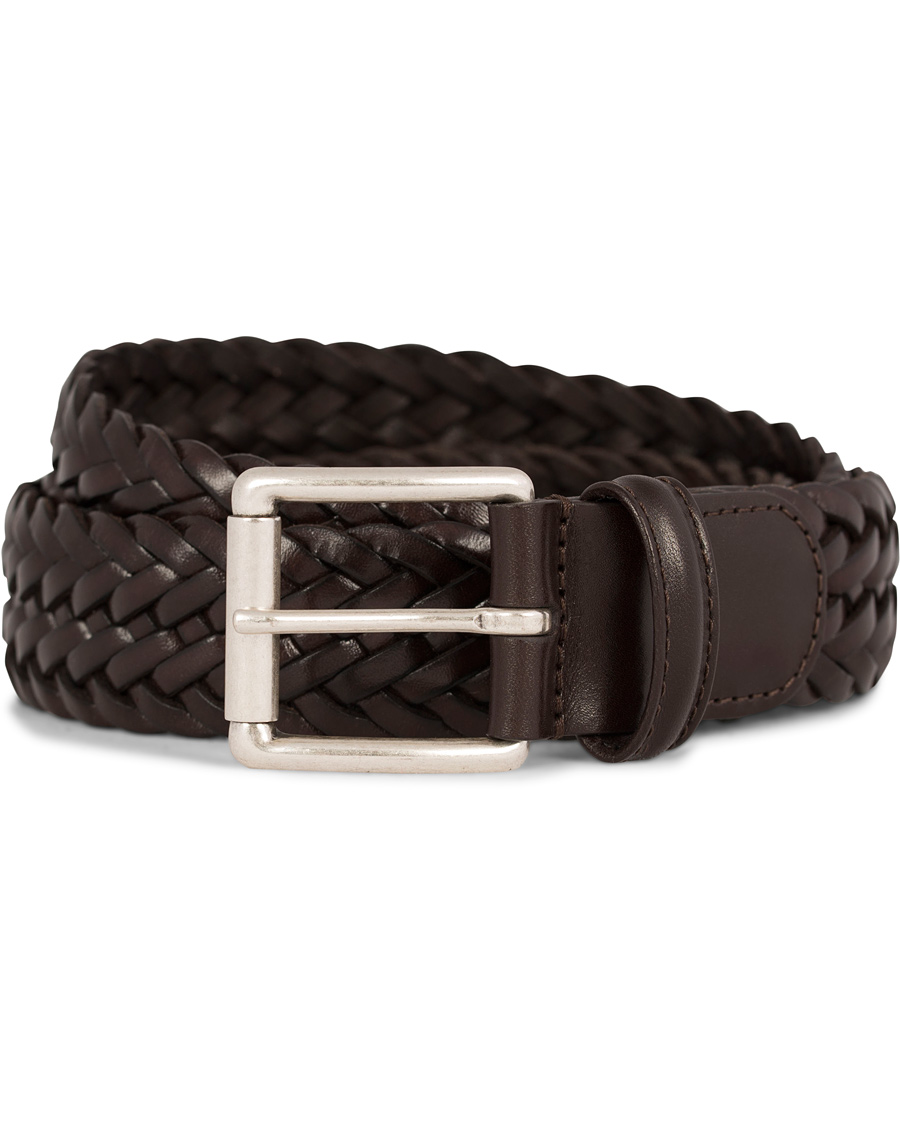 Homme | Anderson's Braided Leather Belt 3,5 cm Brown | Anderson's | Braided Leather Belt 3,5 cm Brown