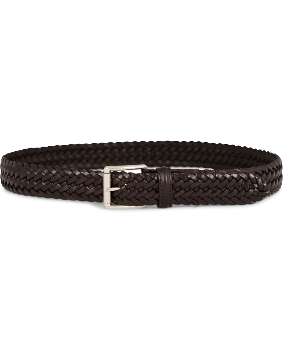 Homme | Anderson's Braided Leather Belt 3,5 cm Brown | Anderson's | Braided Leather Belt 3,5 cm Brown