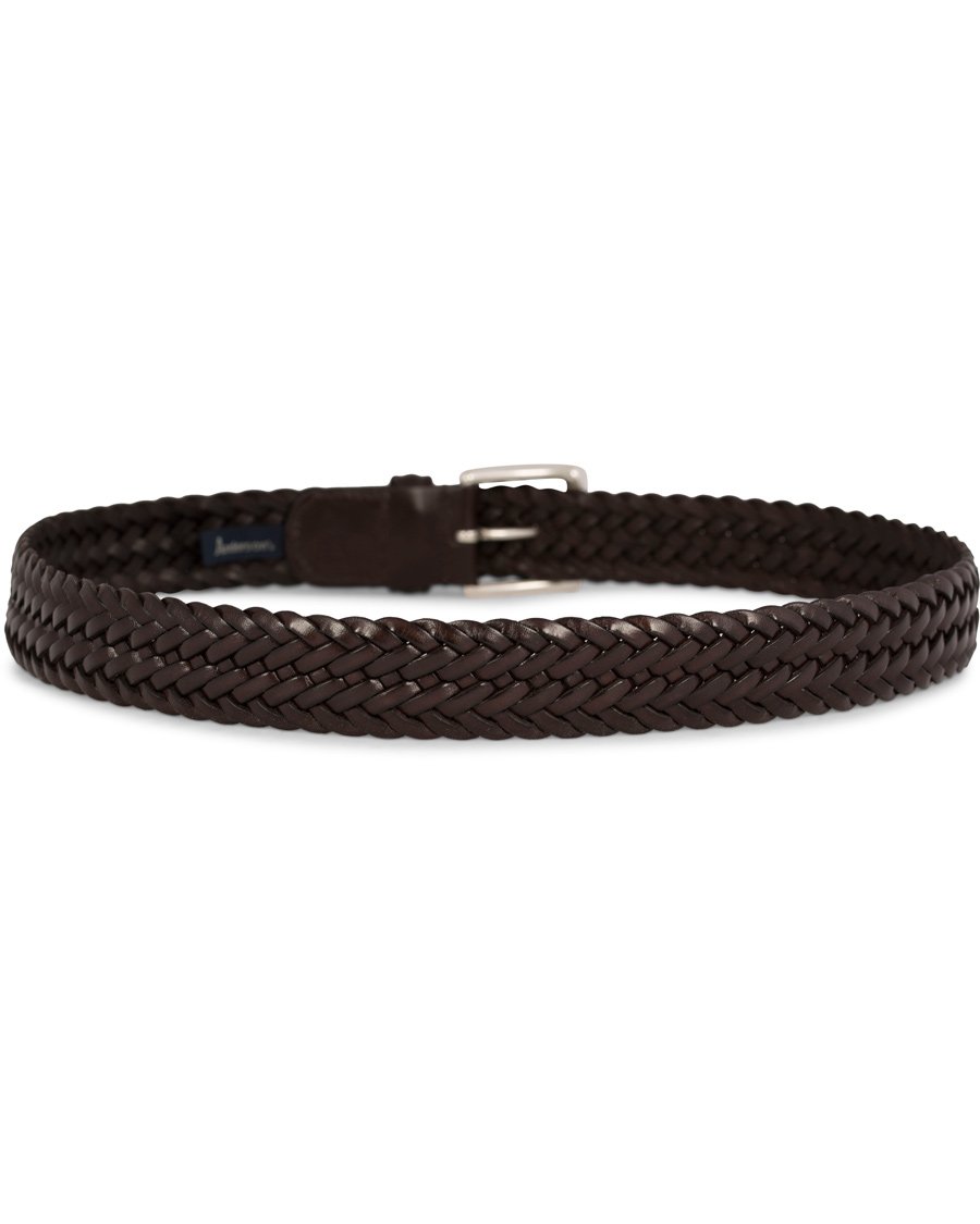Homme | Anderson's Braided Leather Belt 3,5 cm Brown | Anderson's | Braided Leather Belt 3,5 cm Brown