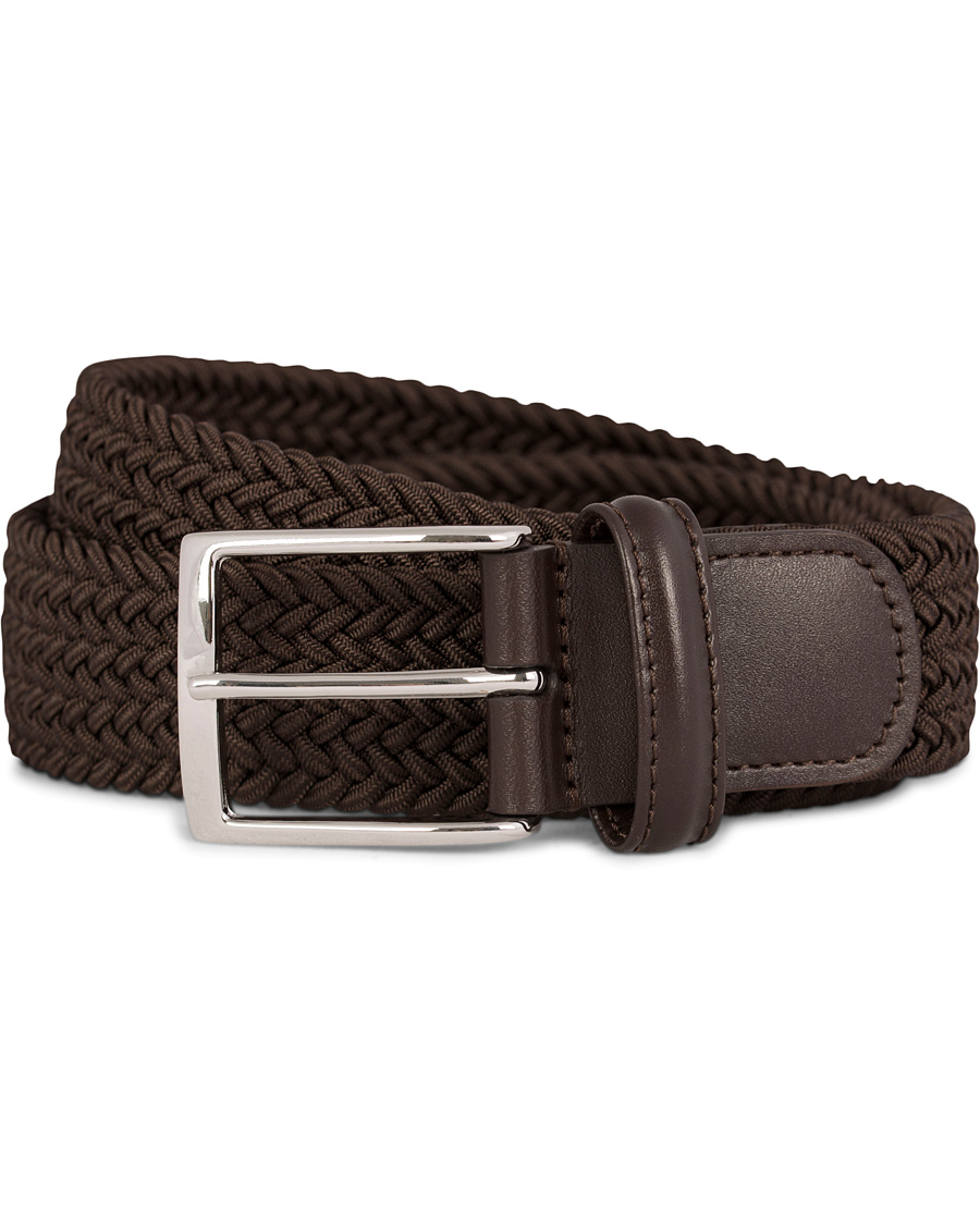 Homme | Anderson's Elastic Textile Belt 3,5 cm Brown | Anderson's | Elastic Textile Belt 3,5 cm Brown