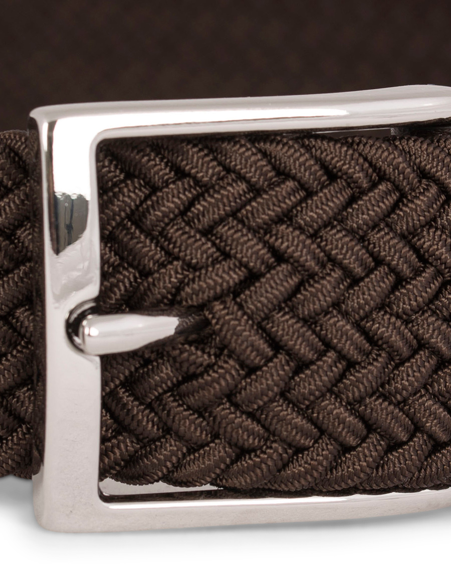 Homme | Anderson's Elastic Textile Belt 3,5 cm Brown | Anderson's | Elastic Textile Belt 3,5 cm Brown