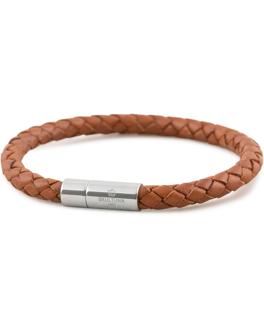 Homme | Skultuna One Row Leather Bracelet Brown Steel | Skultuna | One Row Leather Bracelet Brown Steel
