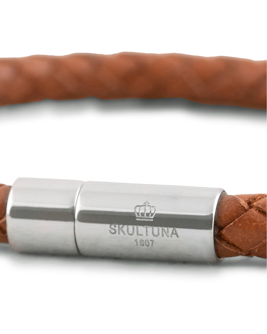 Homme | Skultuna One Row Leather Bracelet Brown Steel | Skultuna | One Row Leather Bracelet Brown Steel