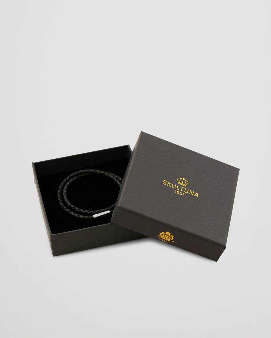 Homme | Bijoux | Skultuna | Two Row Leather Bracelet Black Steel