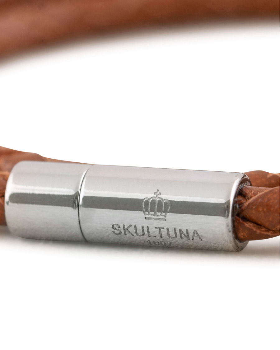 Heren | Skultuna Two Row Leather Bracelet Brown Steel | Skultuna | Two Row Leather Bracelet Brown Steel