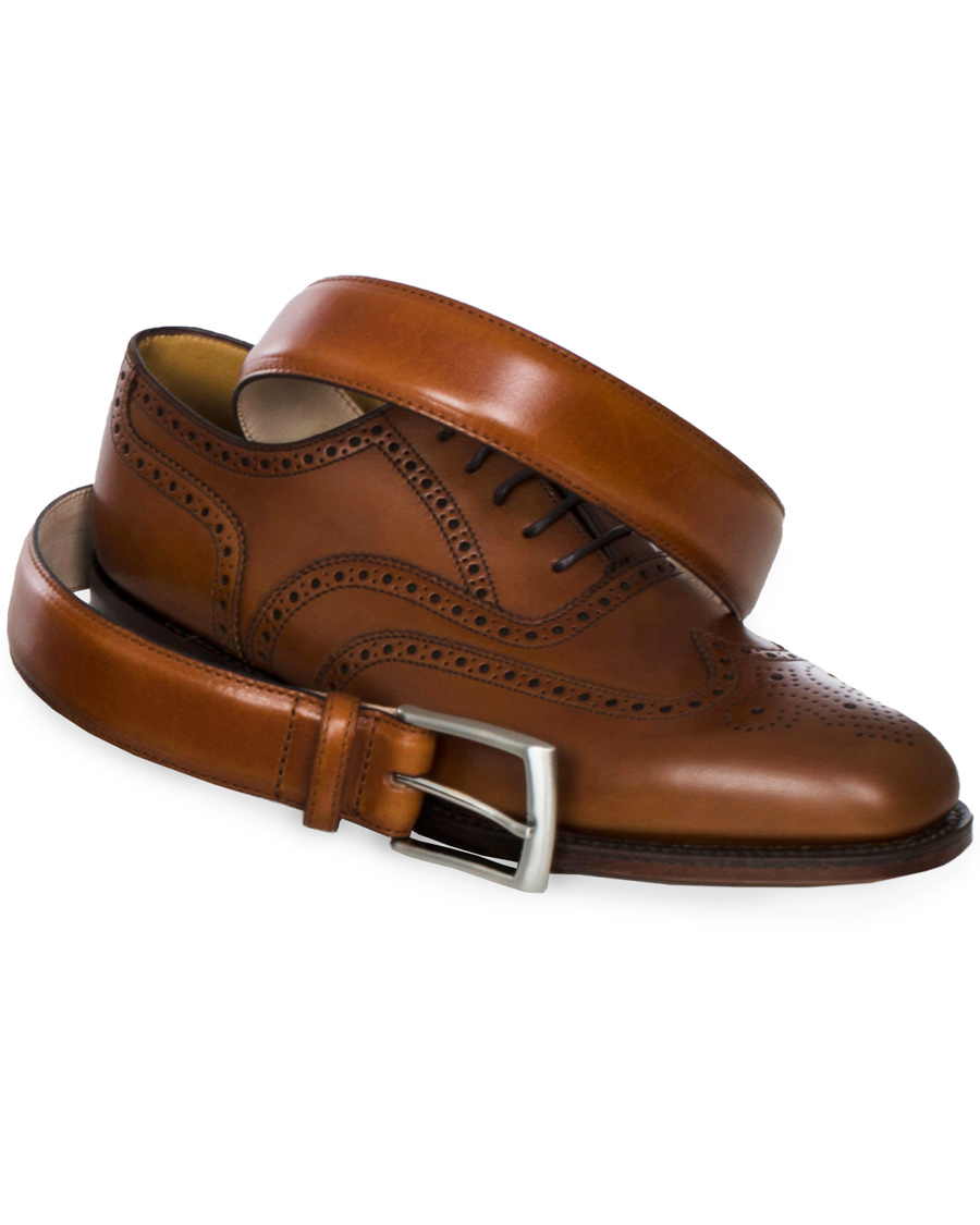 Homme | Loake 1880 Henry Leather Belt 3,3 cm Brown | Loake 1880 | Henry Leather Belt 3,3 cm Brown