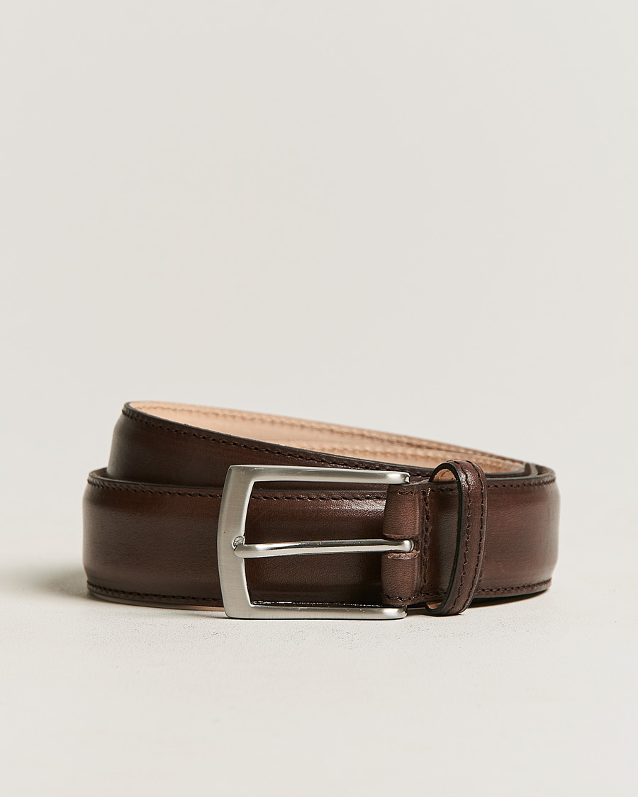 Homme | Loake 1880 Henry Leather Belt 3,3 cm Dark Brown | Loake 1880 | Henry Leather Belt 3,3 cm Dark Brown