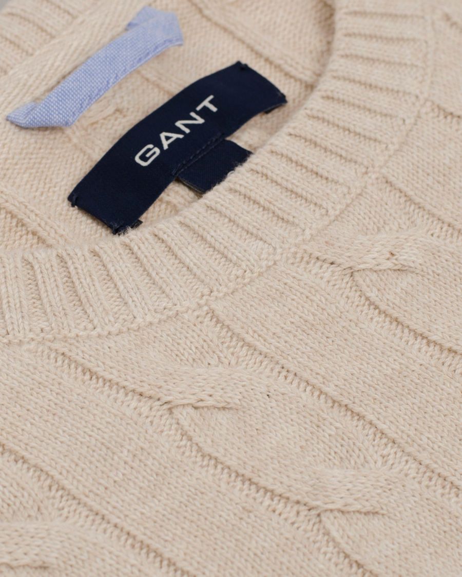 Homme | Pulls Et Tricots | GANT | Cotton Cable Crew Pullover Light Sand Melange
