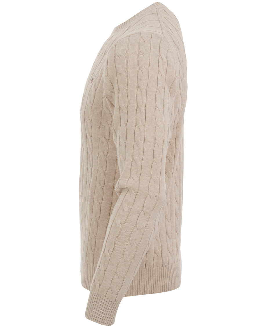 Homme | Pulls Et Tricots | GANT | Cotton Cable Crew Pullover Light Sand Melange