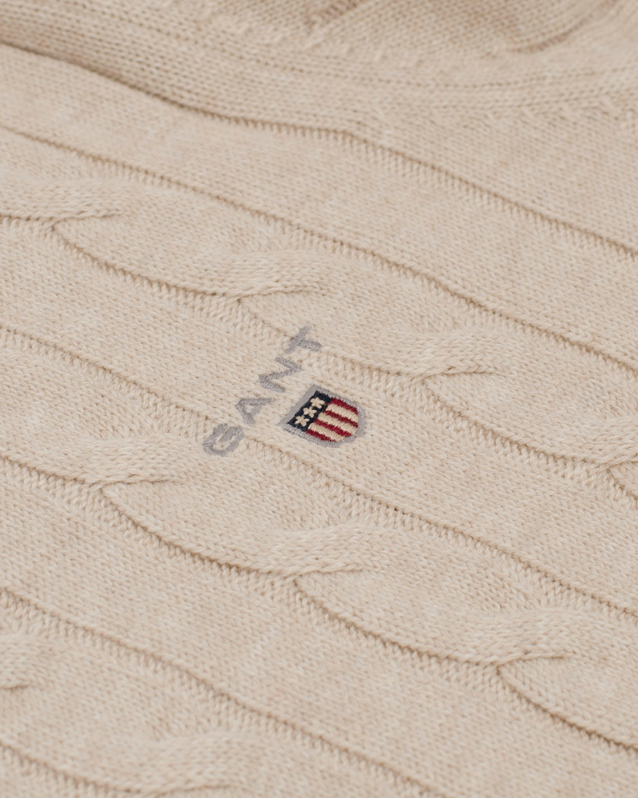 Homme | Pulls Et Tricots | GANT | Cotton Cable Crew Pullover Light Sand Melange