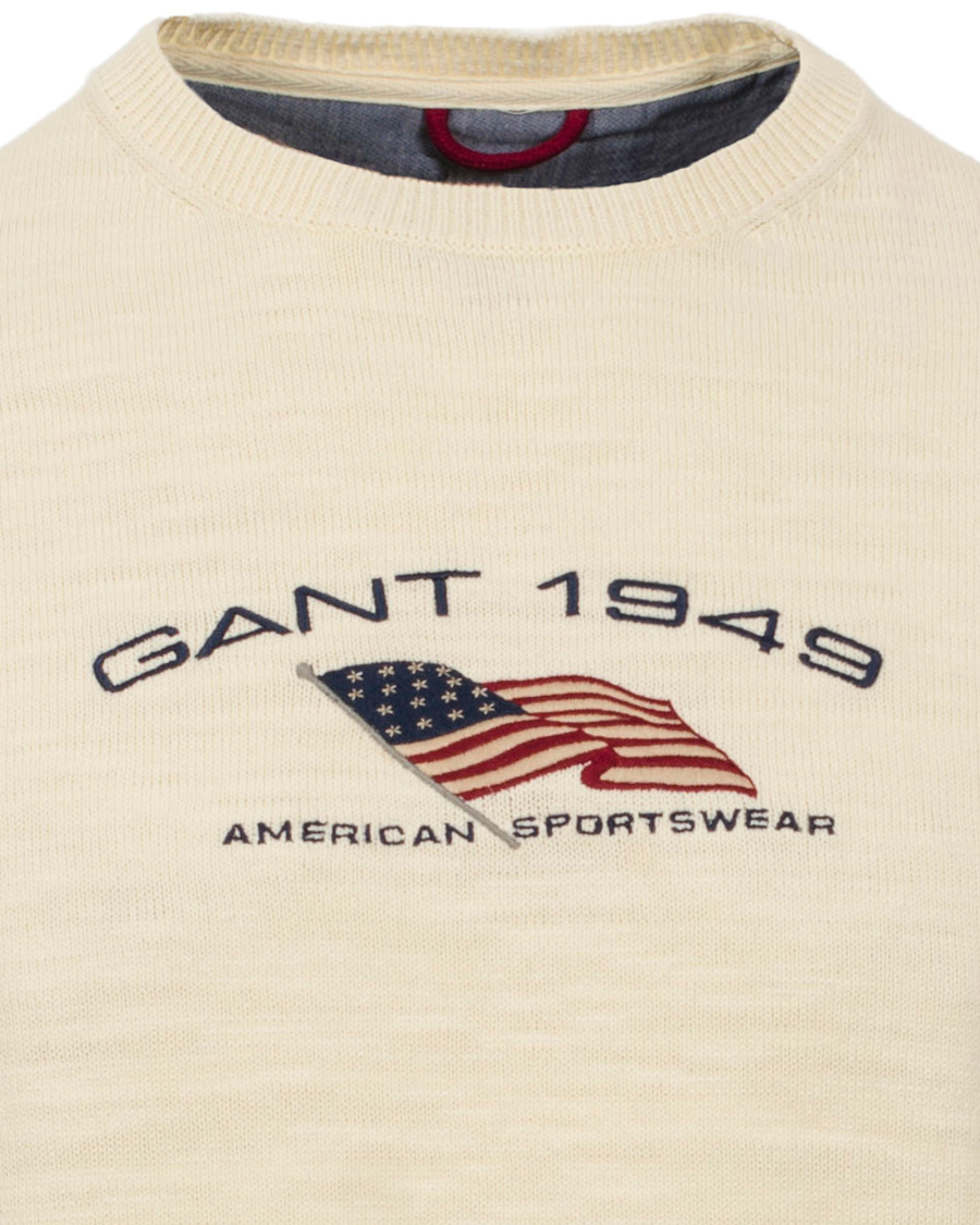 Homme | Pulls Et Tricots | GANT | Natural Cotton Retro Flag Crew Ivory