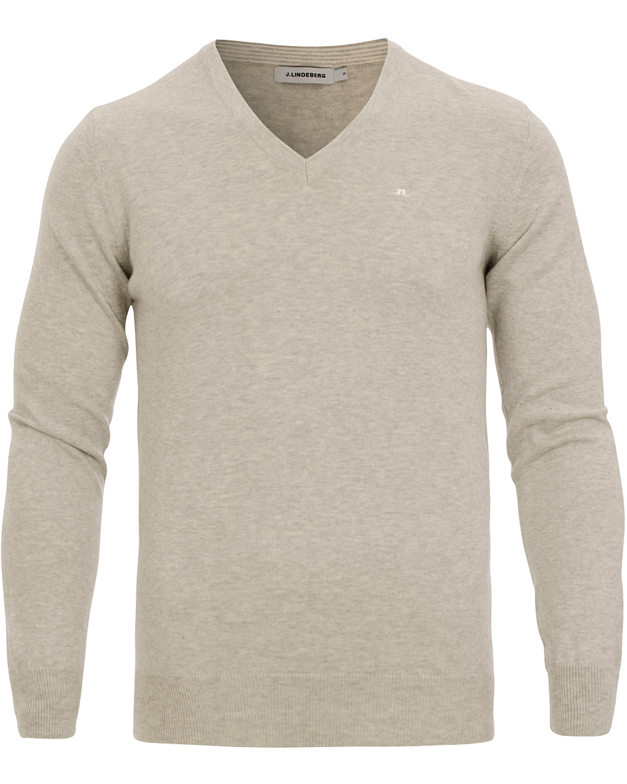 Homme | Pulls Et Tricots | J.Lindeberg | Melvin V-Neck Fine Cotton Pullover Light Grey
