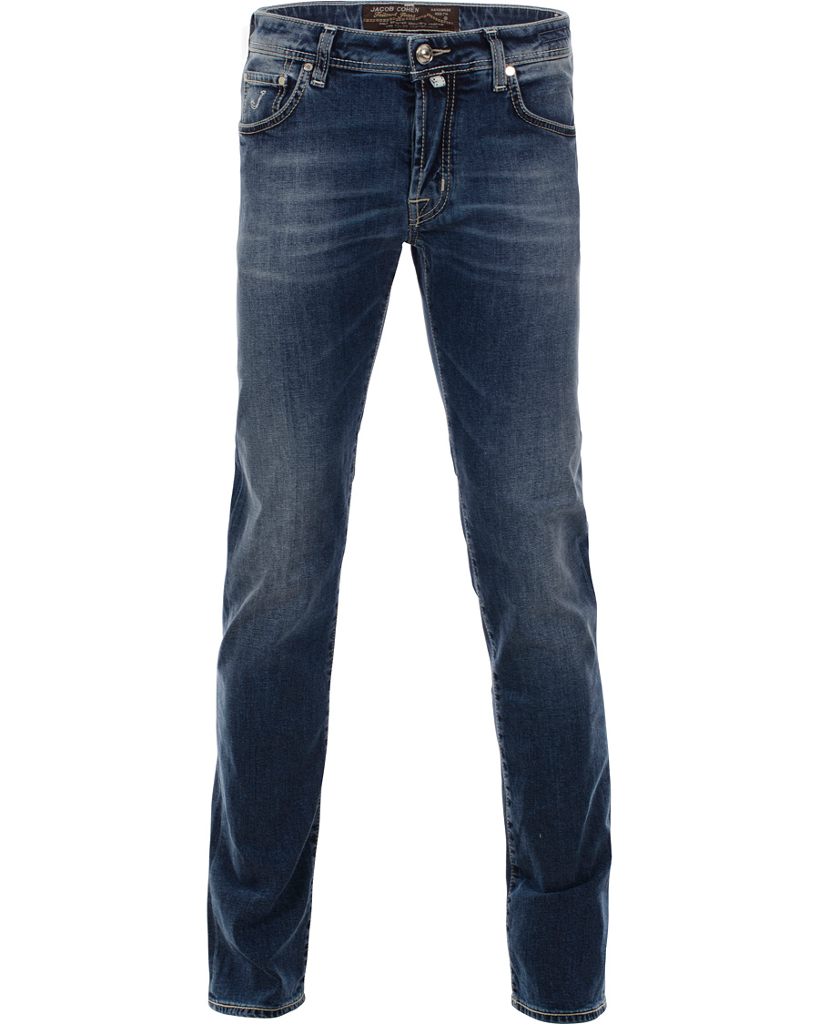 Homme | Jeans | Jacob Cohën | 622 Washed Slim Jeans Mid Blue/Kit Label